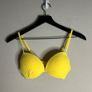 Breeza Yellow Ribbed Push-Up Bikini Top Size M